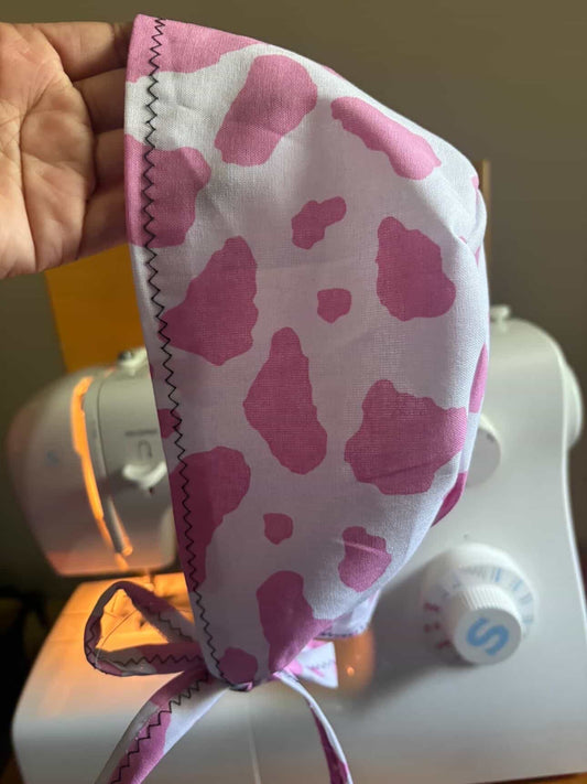 cow print scrub cap